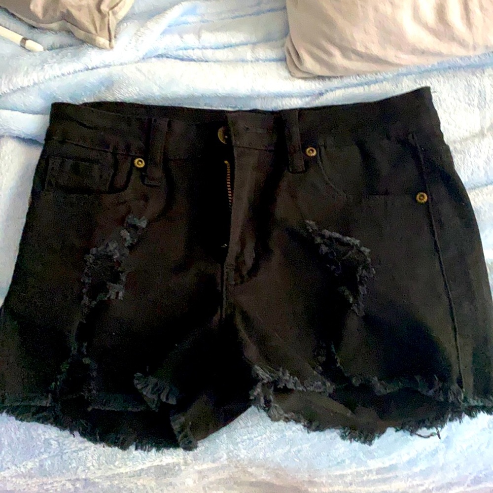 Contraband black ripped denim shorts